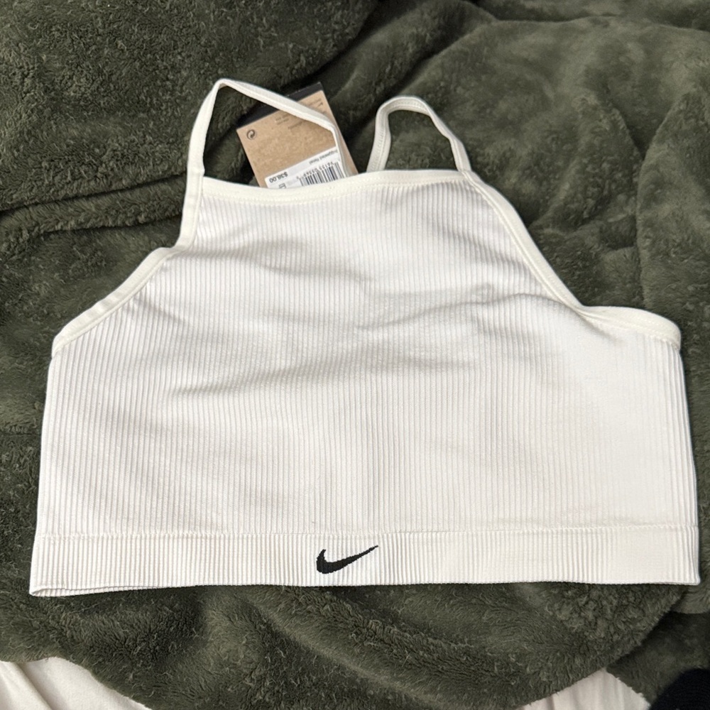 Nike White Ribbed Halter Top